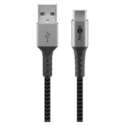USB-C auf USB-A Textilkabel mit Metallsteckern 1 m