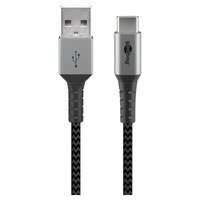 Goobay USB-C auf USB-A Textilkabel 1 m (3 A) – Spacegrau/Silber