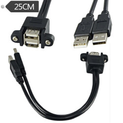 Dual USB-A Buchse m. Paneelmontage - Dual USB-A Stecker Extension