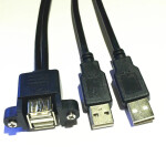 Dual USB-A Buchse m. Paneelmontage - Dual USB-A Stecker Extension