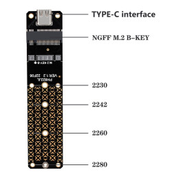 M.2 SSD NGFF to USB3.1 Type C Adapterboard - B-Key