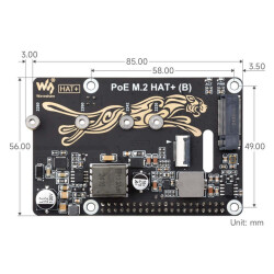 PCIe To M.2 HAT+ Adapter with PoE Function (B) for Raspberry Pi 5