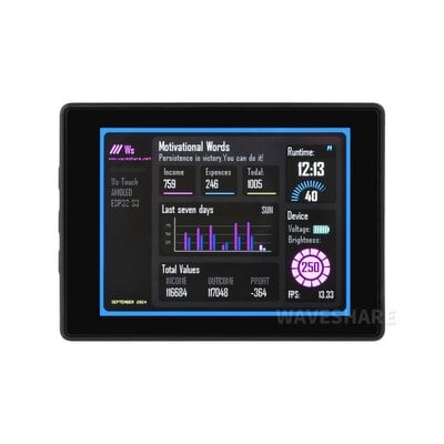 ESP32-S3 2.41" AMOLED Touch Display | Wi-Fi, BLE 5,...
