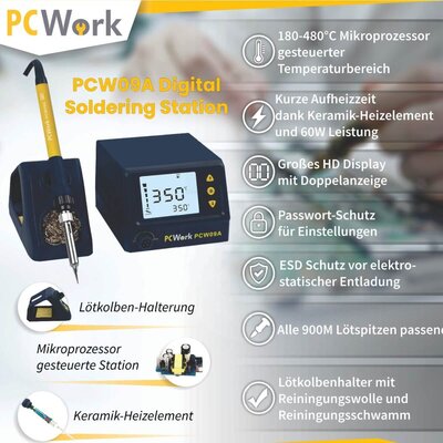 PCW09A Digitale Lötstation - 60W ESD Lötstation...