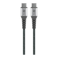 Goobay USB-C auf USB-C Textilkabel 0,15 m (60W, 3A) – Spacegrau/Silber