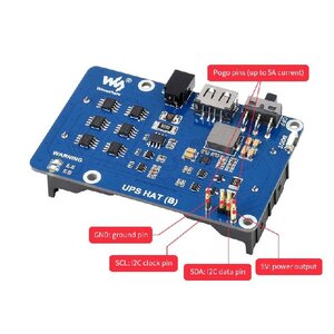 Waveshare UPS HAT (B) - USV mit Pogo-Pins f&uuml;r Raspberry Pi 5, 4B, 3B+ (5A, 2x 18650) - Ansicht 6