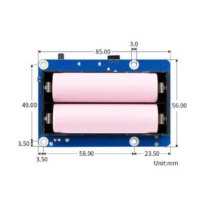 Waveshare UPS HAT (B) - USV mit Pogo-Pins f&uuml;r Raspberry Pi 5, 4B, 3B+ (5A, 2x 18650) - Ansicht 8