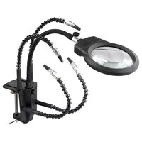 Dritte Hand mit Tischklemme, Lupe und LED-Beleuchtung ZD-11N-1