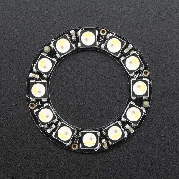 NeoPixel Ring - 12 X 5050 RGBW LEDs W/ Integrated Drivers - Cold Whit