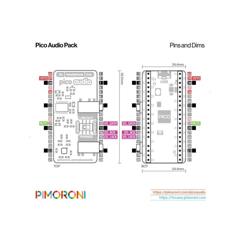 Pico Audio Pack Line-Out and Headphone Amp Pinout